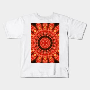 Fire Red Vibrant Mandala Pattern Kids T-Shirt